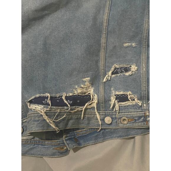 Diesel Blue Bandana Distressed Nhill Denim Jacket - Picture 6 of 12